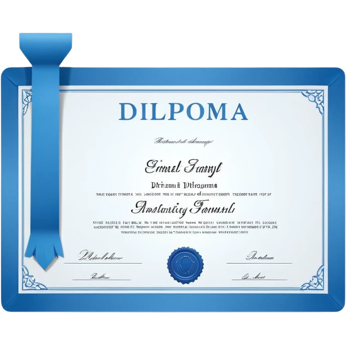 flat diploma with small blue stamp, minimal style, not rolled emoji