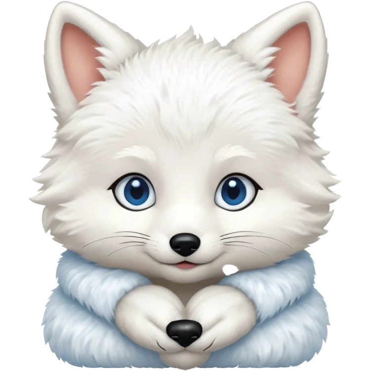 a white baby fox with blue eyes emoji emoji
