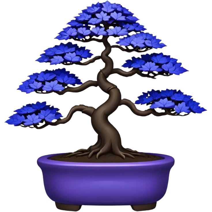  Earthenware shiny black-purple maple cobalt tiny bonsai  emoji
