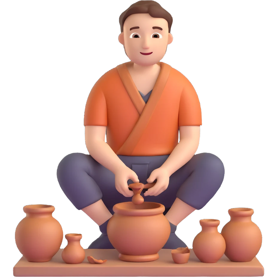 simple and expressive man doing pottery emoji