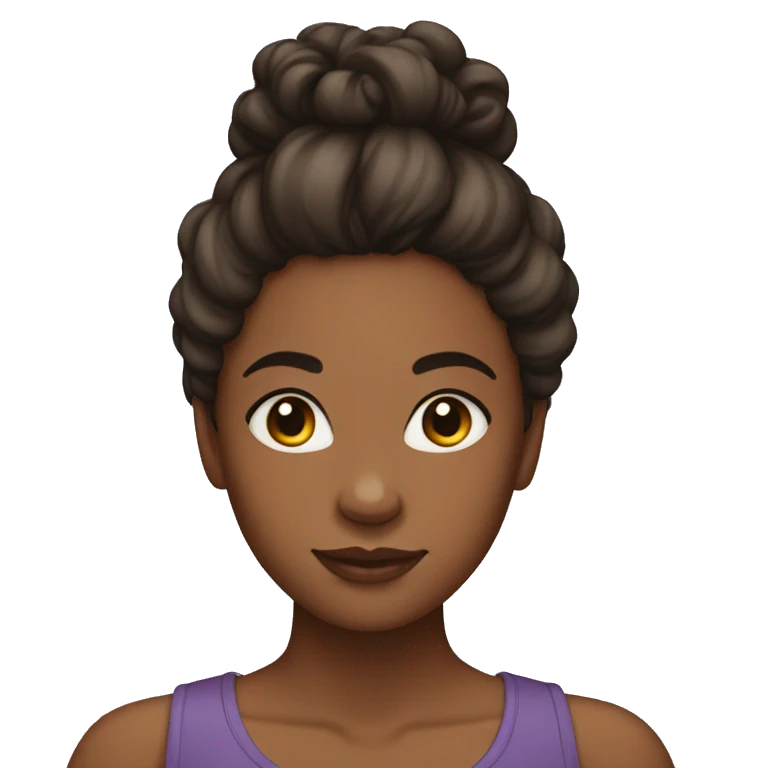 medium dark-skin girl with curly hair put up in a bun emoji