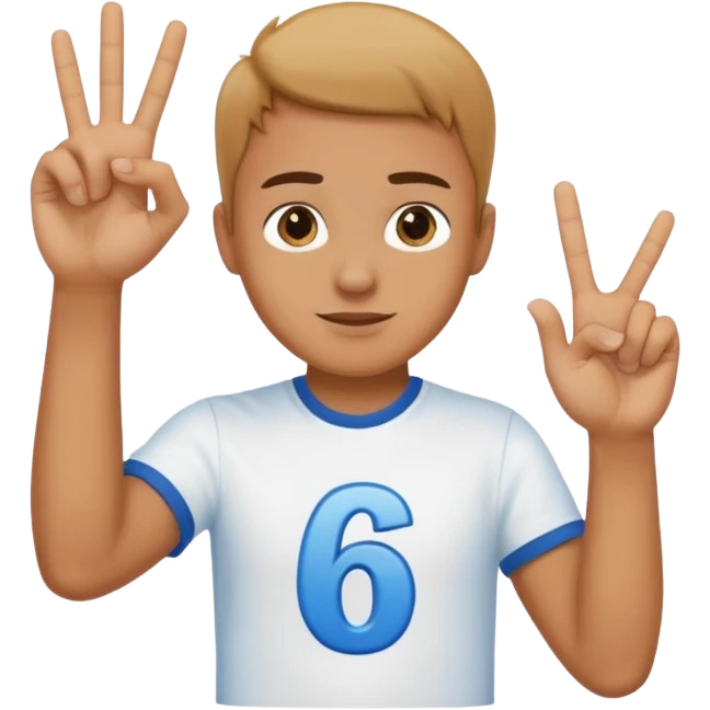 I need a 67 emoji. Like a male person doing six seven hand motion and the numbers 6 and 7 shld be on top of the 2 hands emoji