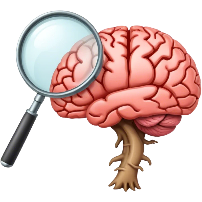 Magnifying glass with brain emoji