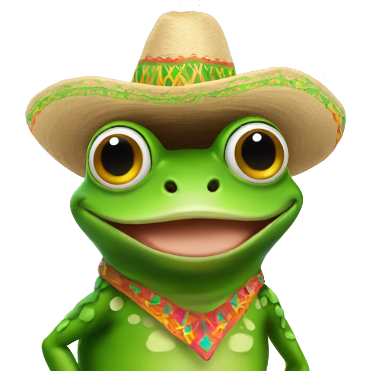 Frog wearing a sombrero emoji