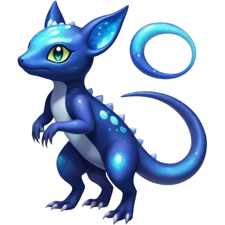 Colorful Iridescent Exotic Nebulae Salandit-Meowstic-Amaura-Fakémon-hybrid-creature (full body)  emoji