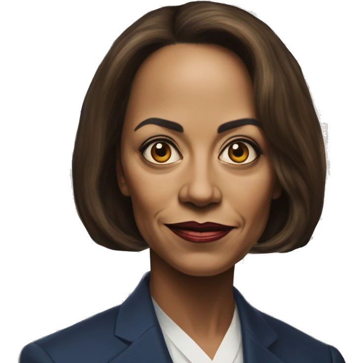 US president Kamala in gamer style, oil paint, mysterious eyes, intricate lips, masterpiece portrait, odd perspective, beautiful, desirable, logical, midsommar, ikea emoji
