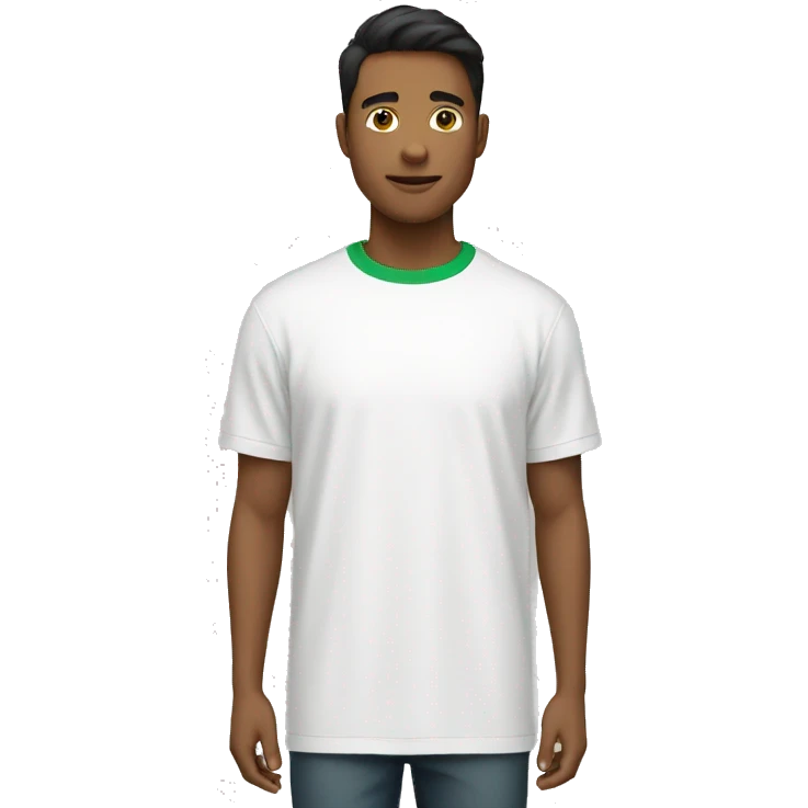 WHITE T-SHIRT WITH GREEN COLLAR emoji