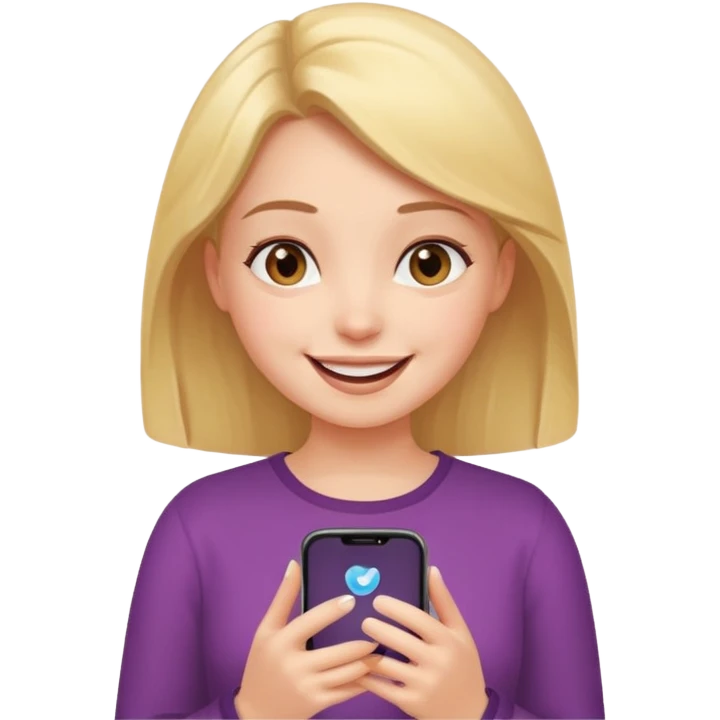 a girl on his phone with a happy face commenting on a post emoji