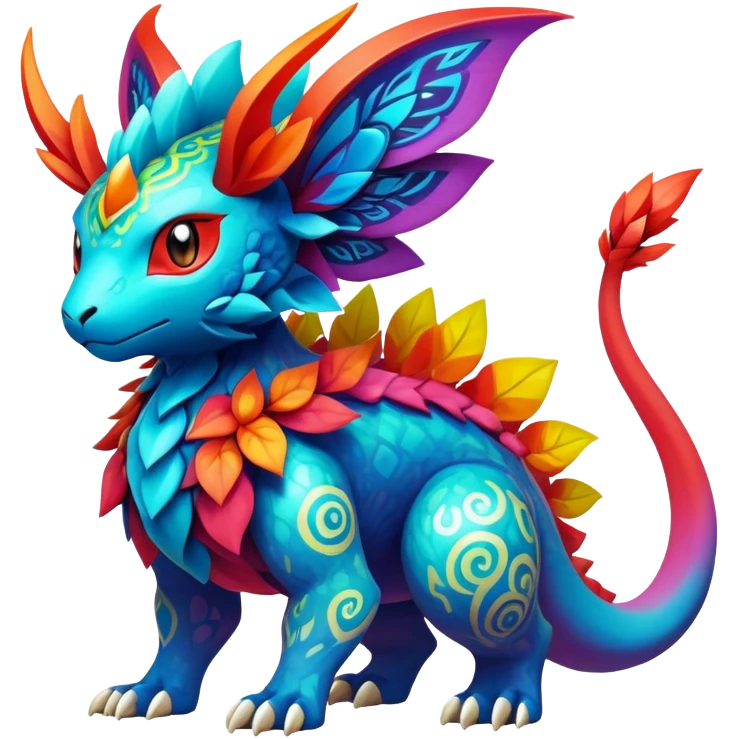 Elemental Exotic Colorful Fantasy Pokémon-Fakémon-hybrid-creature (full body) emoji