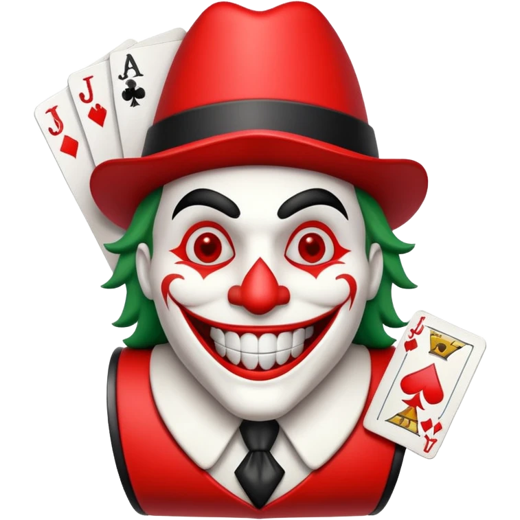 poker card with a funny jolly joker inside the card (machine os icon) emoji