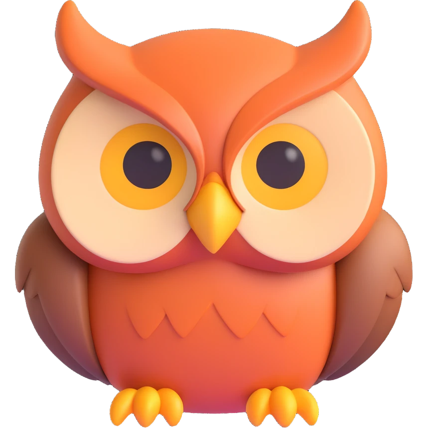 an owl, 3D emoji style emoji