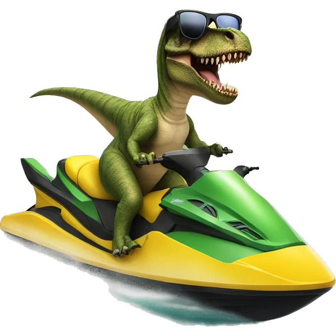 t rex wearing sunglasses riding a jetski emoji