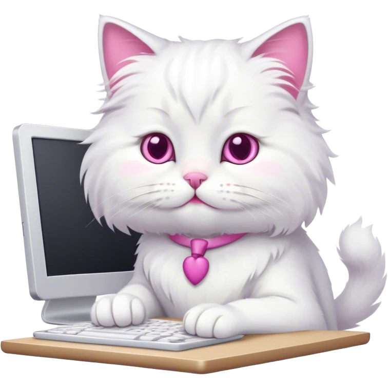Cute cat doing homework on the computer  emoji