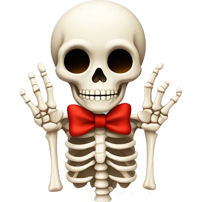 Cute skeleton w red bow on head w middle finger emoji