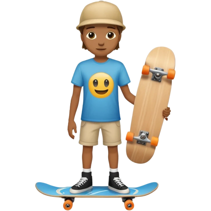Skateboarder mugshot with skateboard emoji