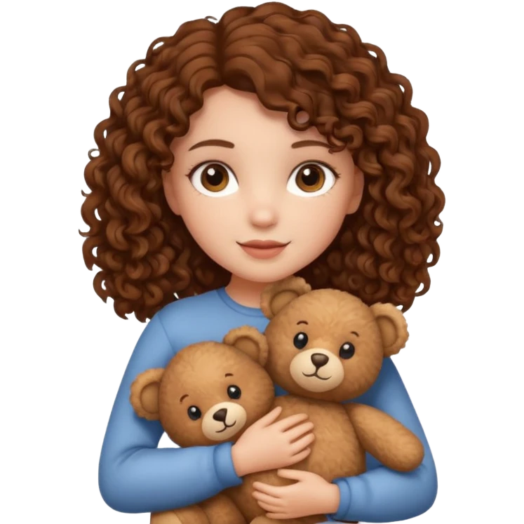 curly hair girl with bear  emoji