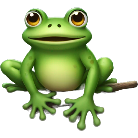 frog sitting on a log in the cold emoji