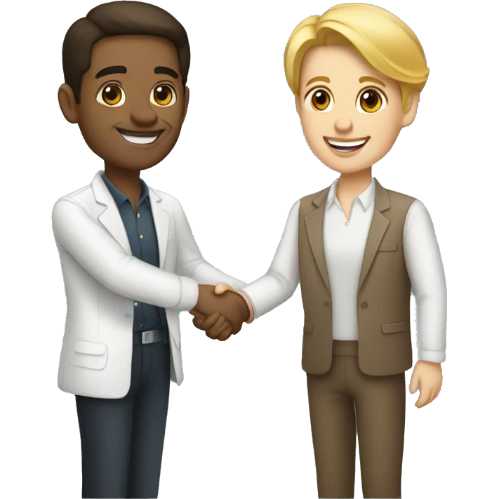 light-skinned restaurateur and blogger shake hands emoji