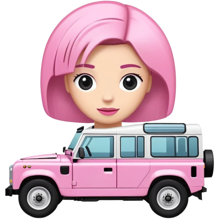 Pink Land Rover with HAIRDRESSER written on side  emoji