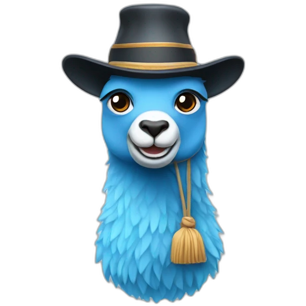 blue lama with hat emoji