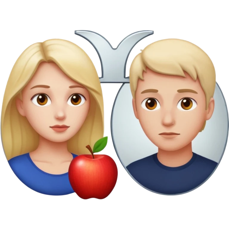 concise emoji of a woman gazing into a mirror with a man on the other side, apple emoji style, minimalistic emoji