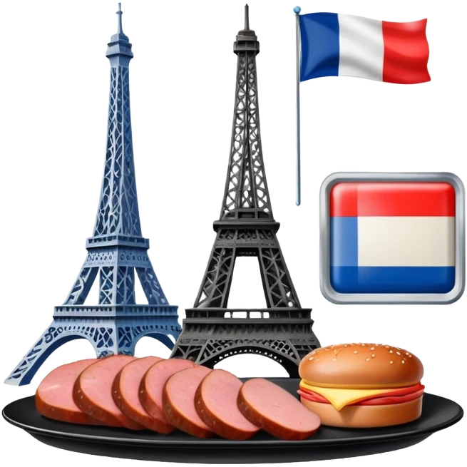 Spam meat Eiffel tower and French flag  painting  emoji