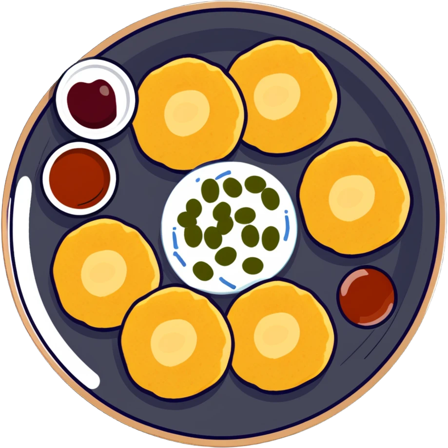 Aloo Tikki Chaat plate with potato patties topped with yogurt and chutneys emoji
