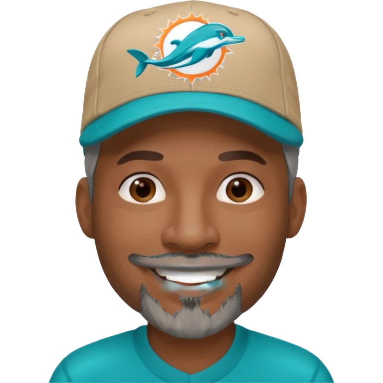 Black man with gray goatee wearing a Dolphins cap emoji
