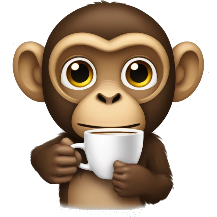 Monkey at call center wearing hump day Tshirt with a cup of coffee in hand emoji