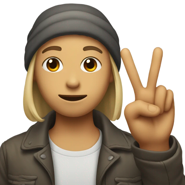 Face sticking up peace sign emoji