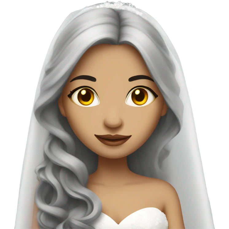 Beautiful bride with long black hair yellow eyes emoji