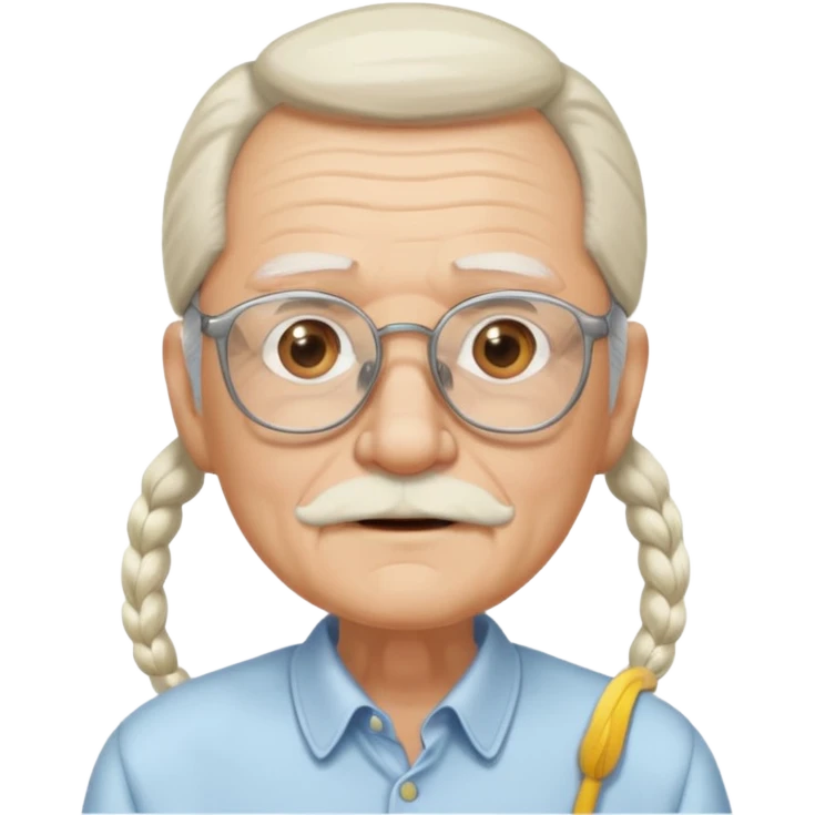 Old man with glasses and long white pony tail emoji