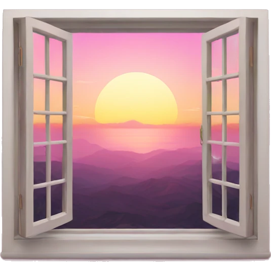 window with pink sunset view  emoji