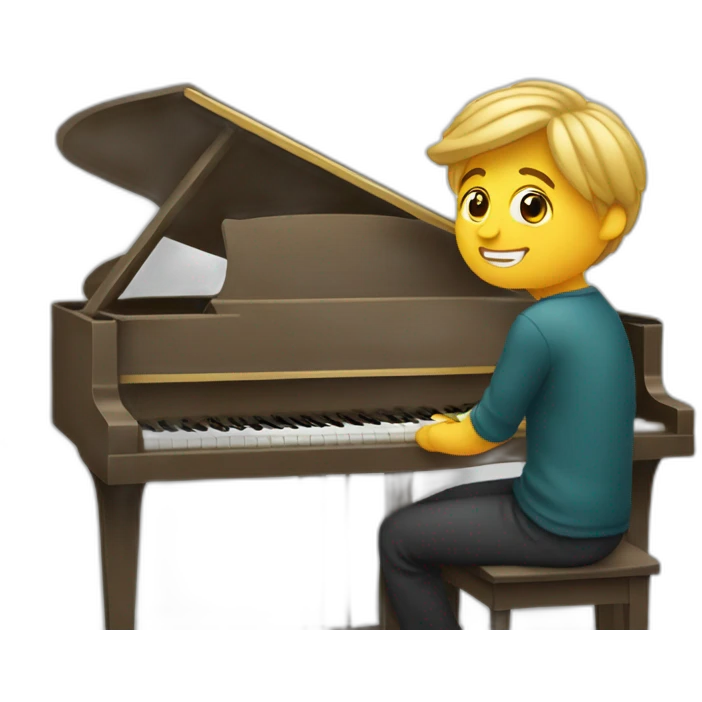 Dark blonde tall boy sitting in front of a piano emoji