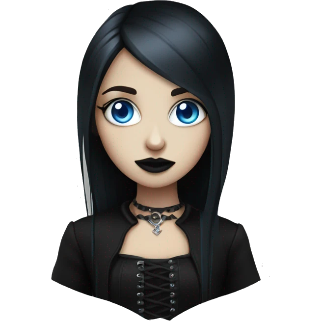 goth girl with blue eyes and black cag emoji