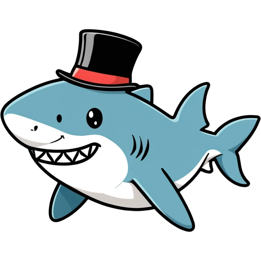 Shark with a top hat emoji