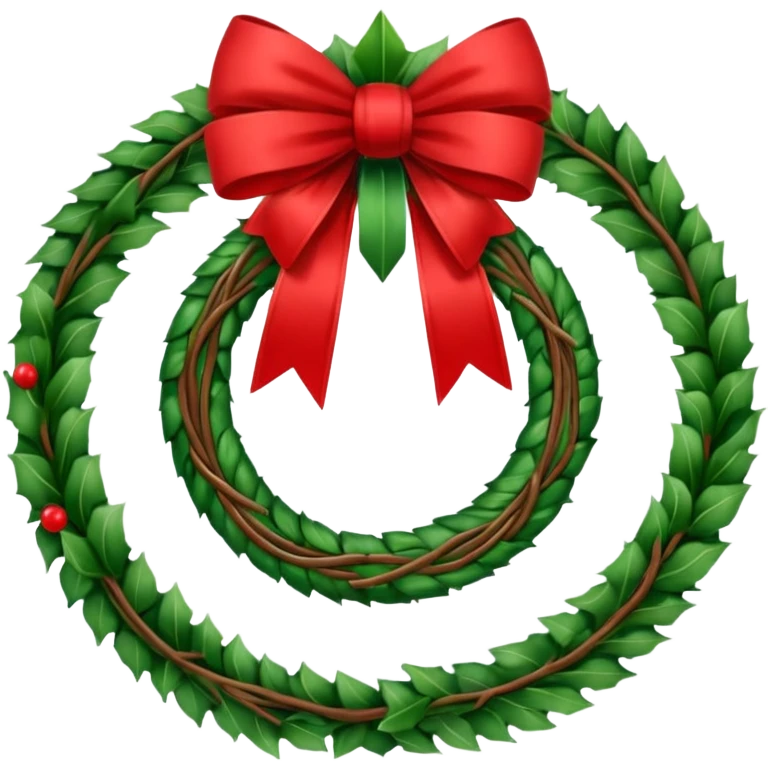 Green wreath with single red bow  emoji