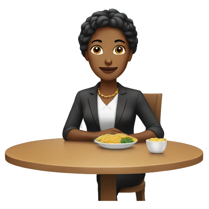 Woman at the table.  emoji