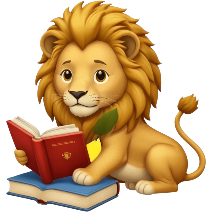 lionb reading book emoji