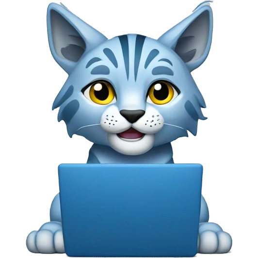 A blue lynx with a laptop emoji