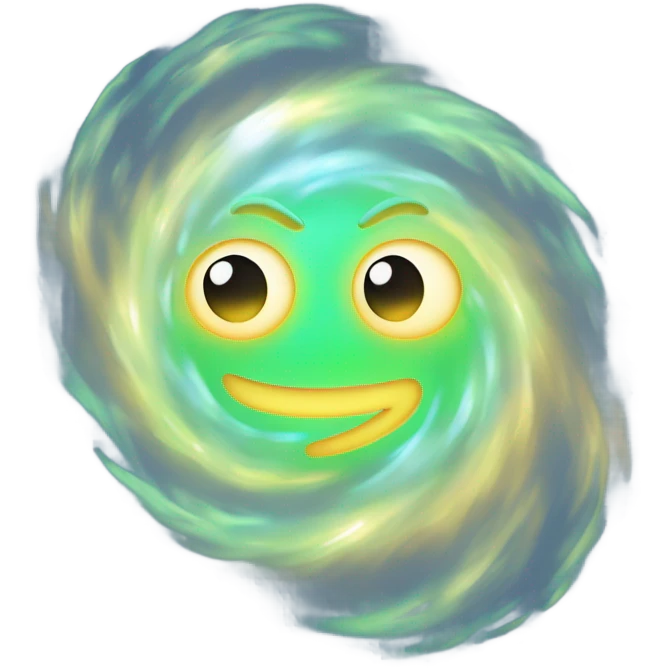 Amnesia Haze

emoji of a dreamy, swirling haze. wispy, silver mist forming spiral patterns. glowing hints of yellow and green light. ethereal. cartoon style. head turned towards viewer. 3d lighting. no shadows emoji