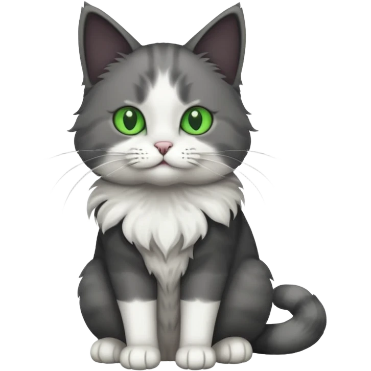 full body dark grey and white cat emoji