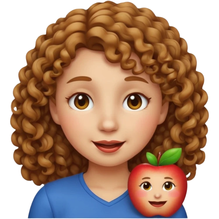 curly light brown haired girl emoji, winking face, apple style emoji