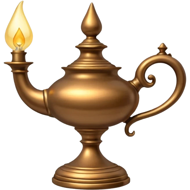 A hyperrealistic Antique bronze simple neat Magic lamp emoji