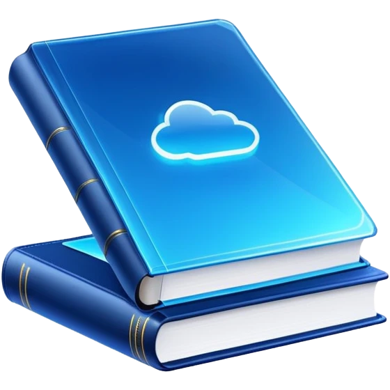 dark neon blue glass book, sky on the cover emoji