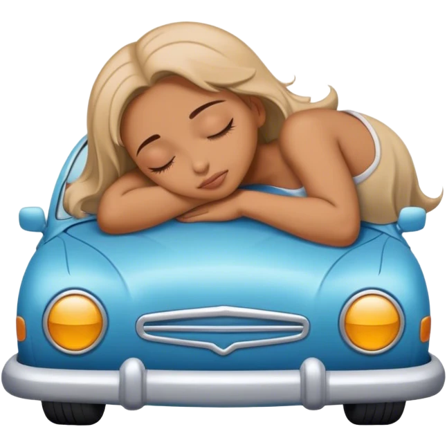 Girl sleeping on car emoji