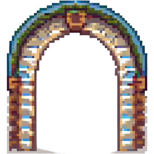 an arch, pixel art style, blocky, low resolution, simple color palette emoji