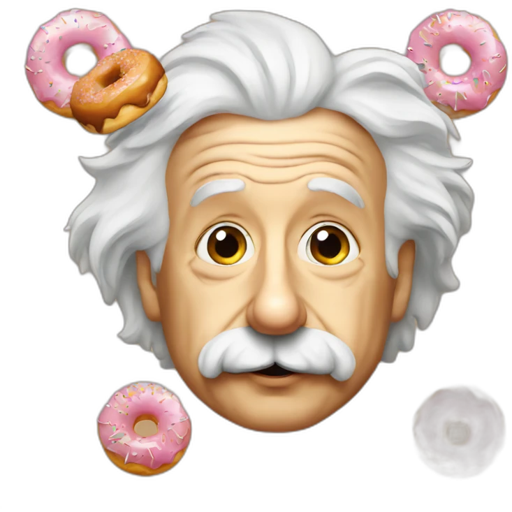 Albert Einstein with a donut emoji