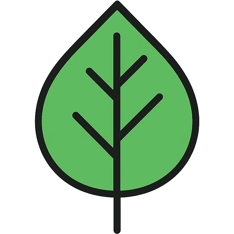 green leaf icon with black outlines emoji