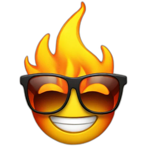 Fire smiling with sunglasses emoji